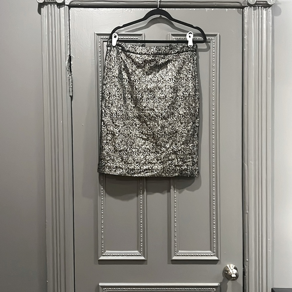 J.Crew Collection vintage shimmer pencil skirt in silver and black, size 10